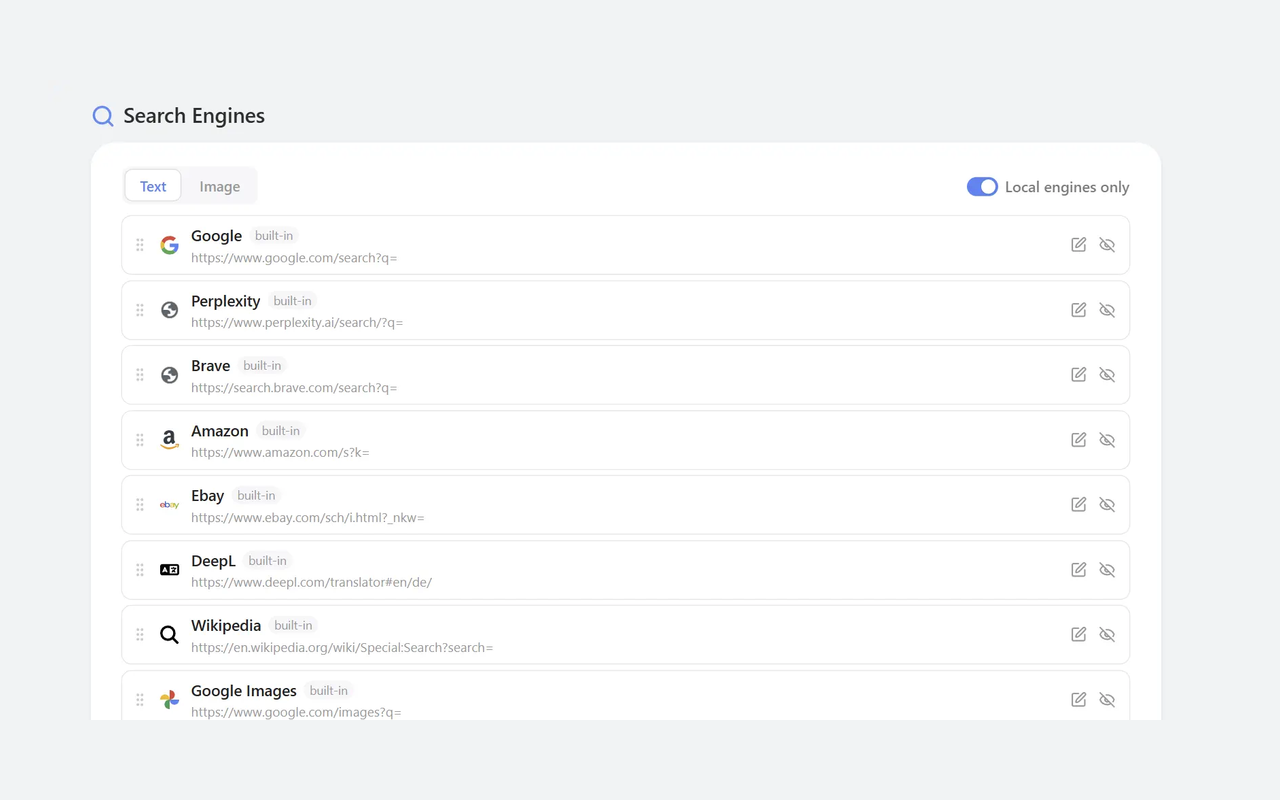 Configurable text and image search engines